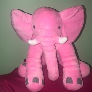 Pink Plush Stuffed Elephant Cushion -